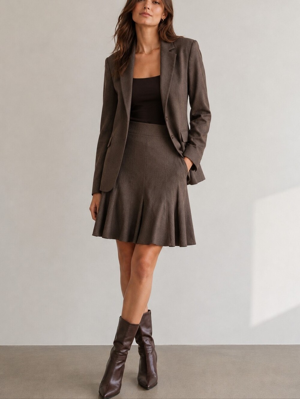 Alfani Blazer And Skirt Set Brown Size 10/12